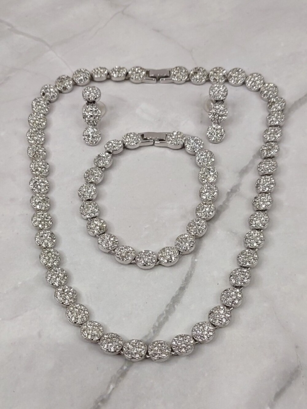 Sparkling Crystal Round Link Jewelry Set